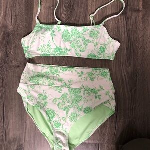 Aerie Green Floral Bikini Set